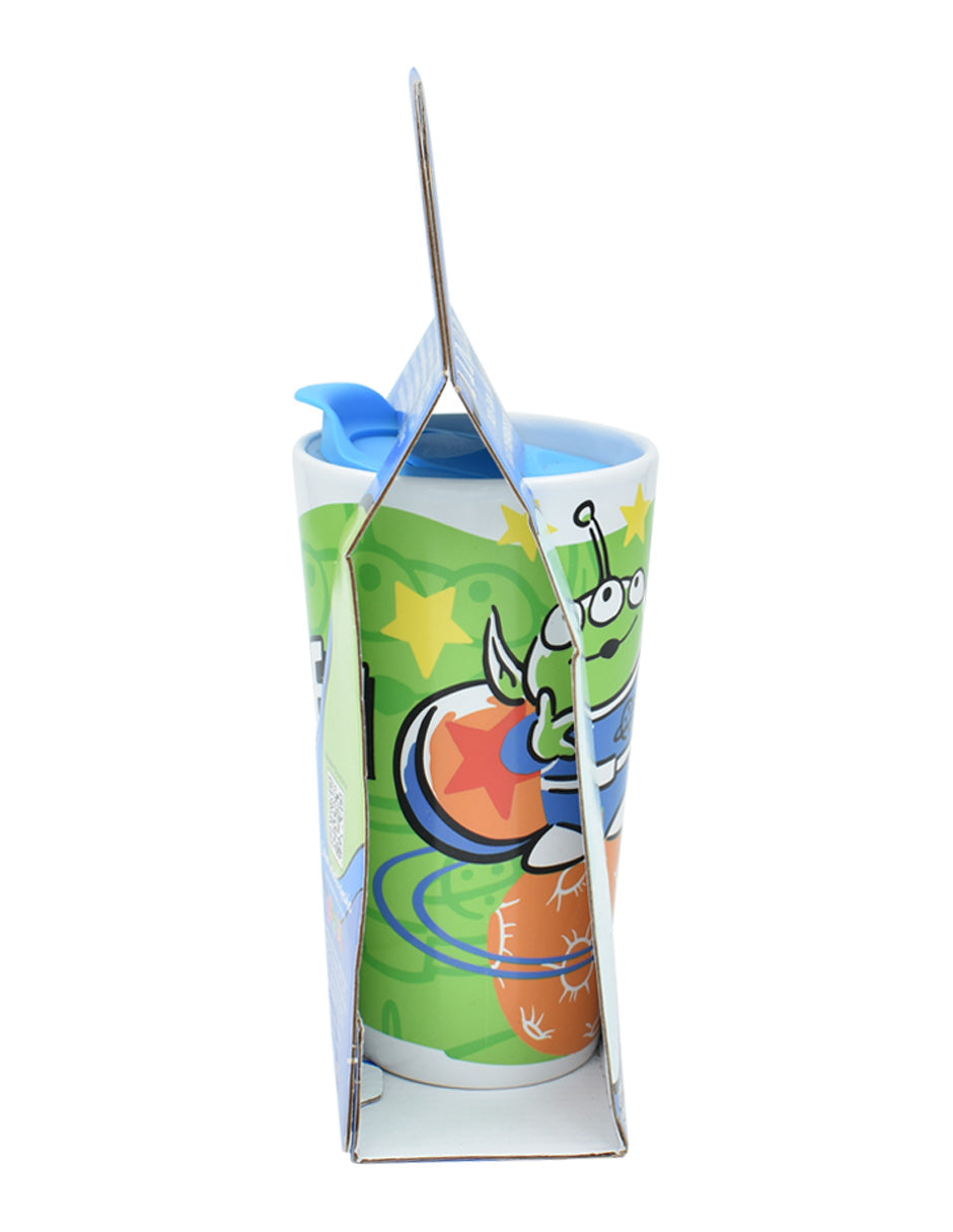 Taza Alta Cerámica Con Tapa, 400 Ml Varios Diseños Disney, UP, Toy Story, Monsters, Inc.