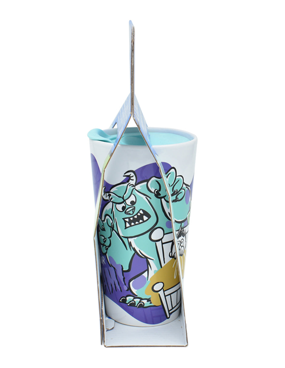 Taza Alta Cerámica Con Tapa, 400 Ml Varios Diseños Disney, UP, Toy Story, Monsters, Inc.