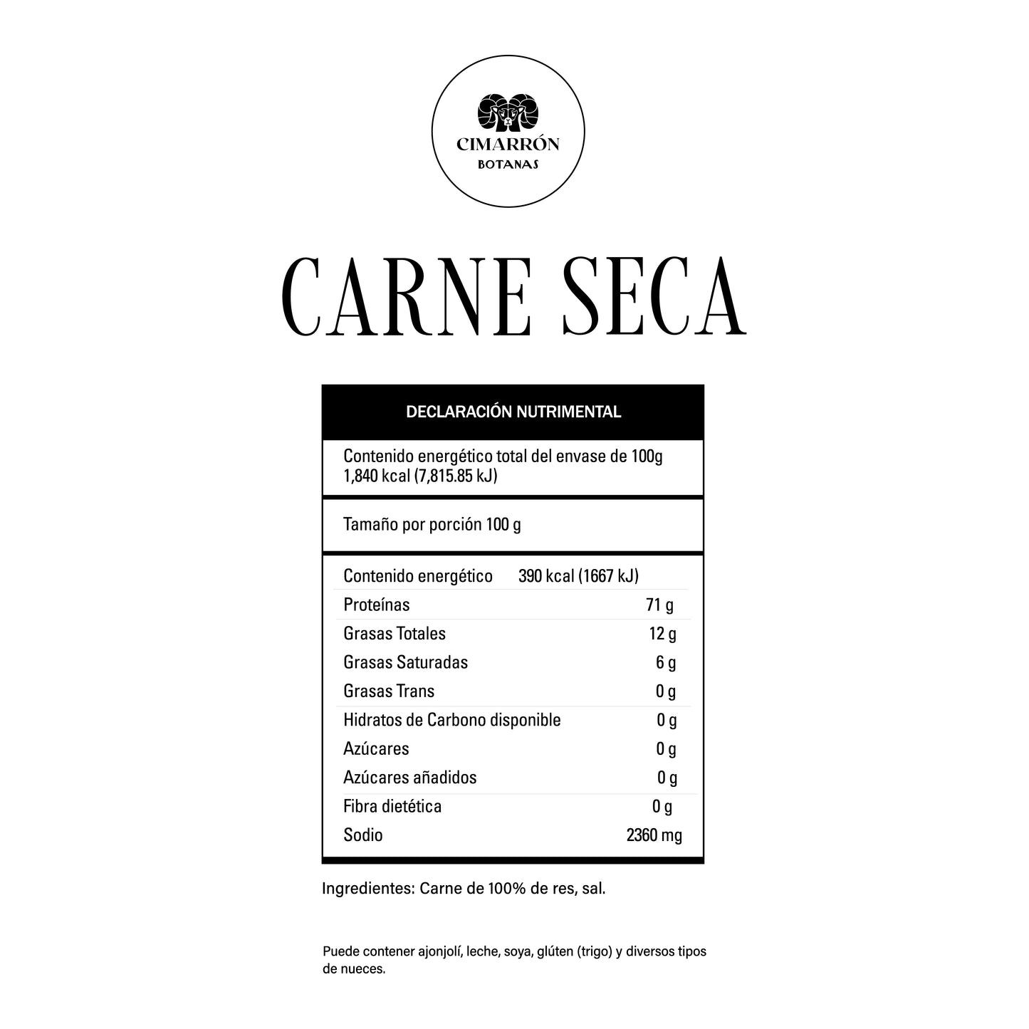 Carne seca natural 100gr - Premium Botana y mucho más en Cimarrón.Shop - $289! Envío gratis