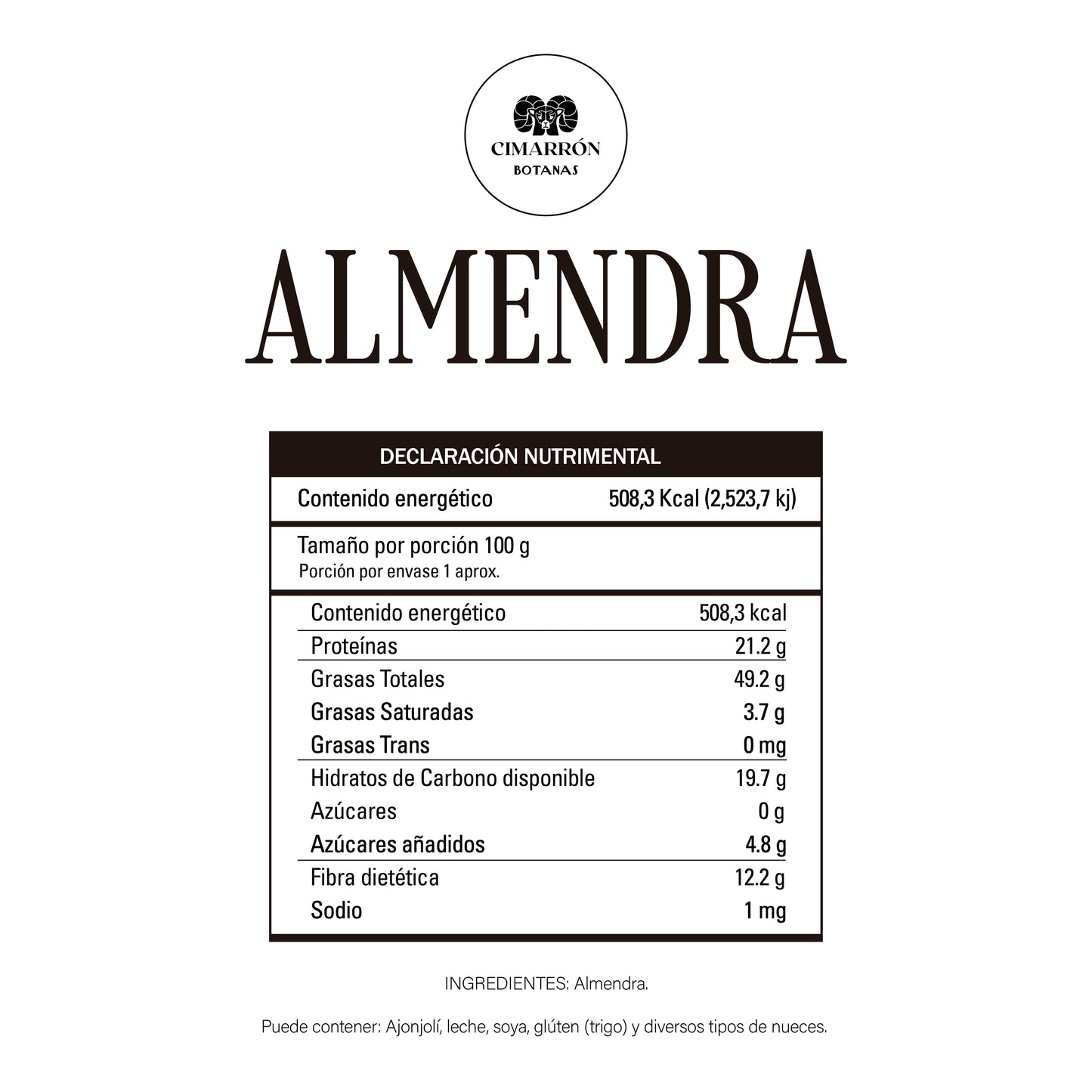 Almendra entera natural - Cimarrón