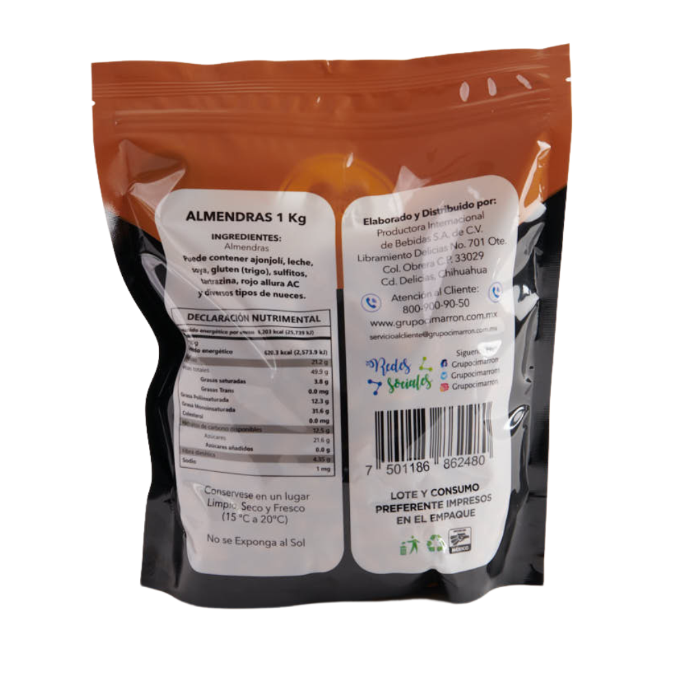 Almendra entera natural 1kg - Premium Nueces y Semillas y mucho más en Cimarrón.Shop - $269! Envío gratis